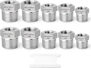 10PCS Forging of 304 Stainless Steel Reducer Hex Bushing Pipe Fittings Kit, 3/8" - Picture 1 of 12