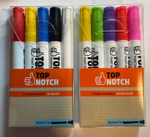 2 X Top Notch Paint Markers 5 Colors Medium Tip Oil Based Combo Lot - 10 Markers - Picture 1 of 5
