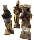 Mexican Art Hand Made Paper Mache Figurine Village People   Lot Of 3  Vintage