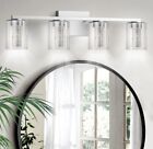 Lightania 4-Light Bathroom Light Fixtures, Dimmable 5Cct Brushed Nickel Vanit...