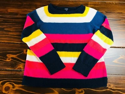 Suéter Chaps, Para Mujer Talla Grande, Azul Marino Rosa Amarillo, Rayas Foto 1 de 4