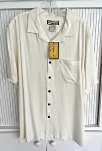 Camisa Caribbean Joe Crema Manga Corta Rayón Abotonada L NUEVA CON ETIQUETAS - Imagen 1 de 6