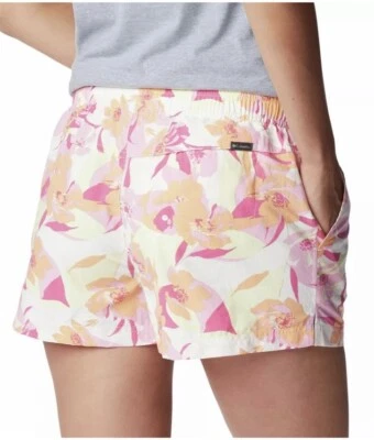 Nuevos Pantalones Cortos Columbia Tropicales Florales Rosa Amarillo Naranja Para Mujer Pequeños Sandy River Foto 1 de 4