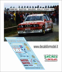 DECALS 1:43 BMW M3 E30 -BASTOS - SNIJERS - RALLY YPRES 1988 - Foto 1 di 1