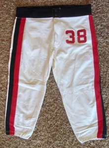Vintage 1970s UNIVERSITY COLLEGE #38 Baseball Pants Large White, Red & Blue Trim - Picture 1 of 4