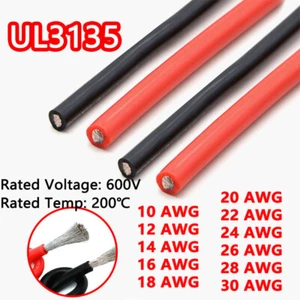 Flexible Soft Silicone Wire Cable Red & Black 10/12/14/16/18/20/22/24/26/30 AWG - Picture 1 of 16