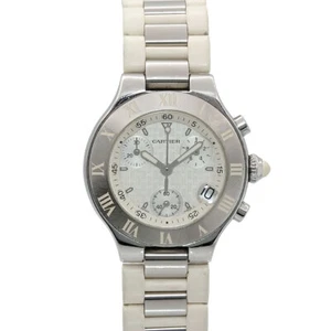 Cartier Must 21 Chronoscaph W10197U2 Quarz weißes Zifferblatt Damenuhr 90285732 - Bild 1 von 6