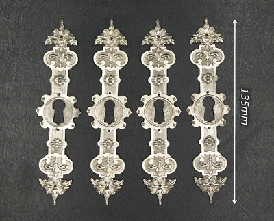 Lot de 4 Ancienne Entrée de Serrure en métal repoussé,Clé Meuble,Armoire,Commode - Photo 1/4