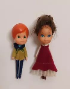 Vintage Mini Big Head M.I. Dolls x2 Figures 1980 Boy And Girl Rare Toy 7.5 cm - Picture 1 of 5
