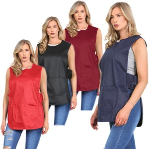 NEU DAMEN TABARD TABBARD SCHÜRZE MIT TASCHE ÜBERGRÖSSE GROSSE KÜCHENREINIGUNG KOCH - Bild 1 von 22