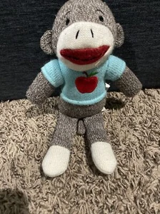 Dan Dee Sock Monkey with Apple Sweater 9" Plush - Picture 1 of 7