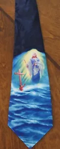 Men's Christian Jesus Holding A Lamb On A Brand Navy Blue New Tie! - Picture 1 of 2