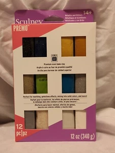 Sculpey Premo Metallic and Glitter Color sampler pack, 12 colors, 12 oz - Picture 1 of 2