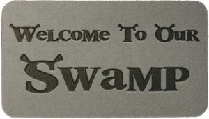 Welcome Swamp Shrek Coir Synthetic Light Grey Nylon Door Mat 70x40cm Present - Picture 1 of 10