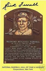 TARGA HALL OF FAME AUTOGRAFATA RICK FERRELL BOSTON RED SOX DETROIT TIGERS - Foto 1 di 1