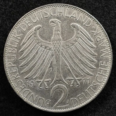 Alemania Occidental 2 Marcos 1971J, Moneda, Inv#H362 Foto 1 de 2