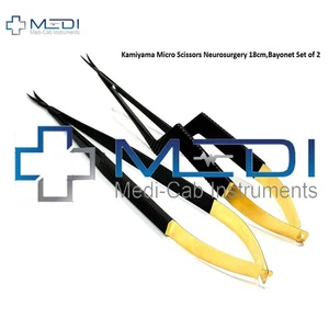 18cm Kamiyama Bayonet Type Micro Scissors For Neurosurgery Black Gold - Picture 1 of 4