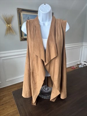 The Limited - Chaleco de Cuero Sintético Cárdigan Occidental Hippie Vaquera Marrón Mediano Foto 1 de 4