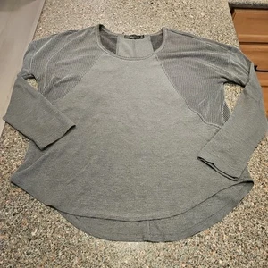 prAna Organic Cotton Pullover Long Sleeve Women's Sz M Gray Hiking Travel Camp - Picture 1 of 13