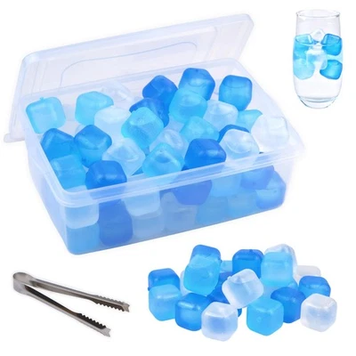 Reusable Ice Cube with Lid & Bin, 60 Pack Plastic Ice Cubes for Drinks BPA Fr... - Image 1 of 4