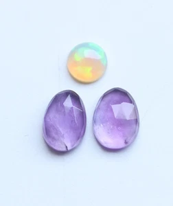 Juego Mixto Piedras Preciosas Ópalo Natural Cabujón y Amatista Rosa Corte Facetado Cabina 7A 10.5MM - Imagen 1 de 7