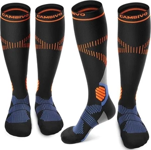 CAMBIVO 2 pares de calcetines de compresión para mujer y hombre, 15-20 mmHg calcetines de vuelo St - Imagen 1 de 6