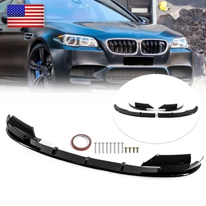 Glossy Black Front Bumper Spoiler Splitter Lip For 2012-2016 BMW 5Series F10 M5 - Picture 1 of 11