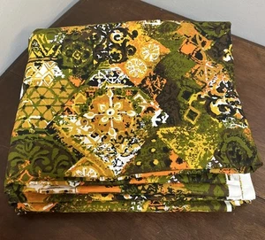 Tessuto tappezzeria vintage Tangeri serigrafia MCM retrò arancione verde 5 iarde x 55" - Foto 1 di 10