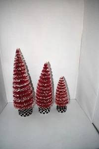 MacKenzie-Childs Cozy Christmas Red Bottle Brush Trees, Set of 3, #: 35512-0004 - Picture 1 of 4