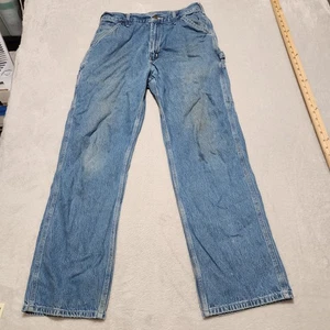 Carhartt Jeans Mens 32 Blue Relaxed Fit Carpenter Distressed Denim - Picture 1 of 7