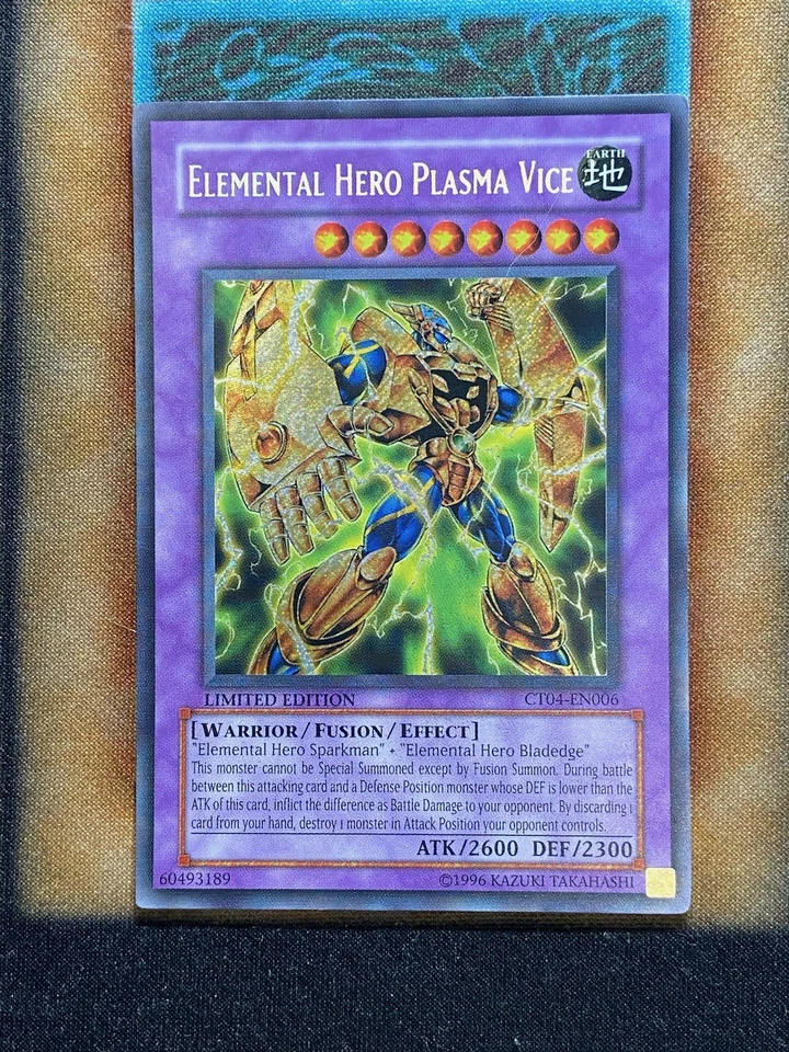 Yugioh Elemental Hero Plasma Vice CT04-EN006 Secret Rare Limited Edition MP - Image 1 of 1