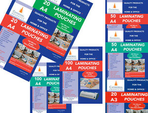 A4 or A3 150 / 250 Micron Laminating Pouches Sheets in 20 / 50 / 100 Packs