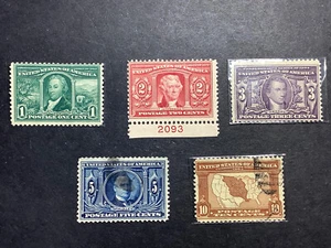 US Stamp SCOTT #323-327-SET LOUISIANA PURCHASE 323,325 MNH..324 MH, 326,327 Used - Picture 1 of 7