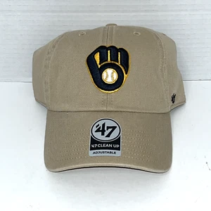 Milwaukee Brewers '47 Brand Khaki Clean Up Strapback Hat Cap - Picture 1 of 5