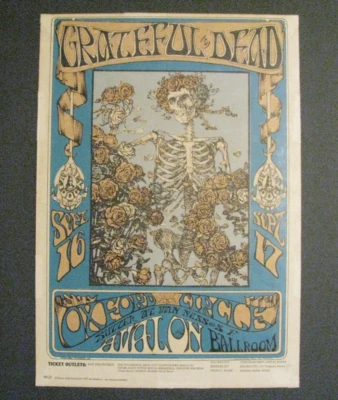 *GRATEFUL DEAD SKULL & ROSES FD-26 EARLY ORIGINAL PRINTING POSTER -JERRY GARCIA* - Image 1 of 4