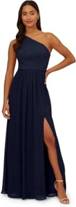 Adrianna Papell Abito donna monospalla in chiffon, mezzanotte, TAGLIA-14 - Foto 1 di 3
