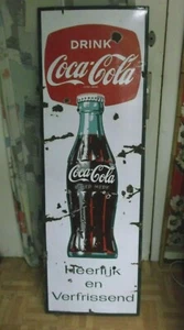 50er 60er Coca Cola Werbeschild Emaille 136x45 Reklame Niederlande 50s 60s Coke - Bild 1 von 6