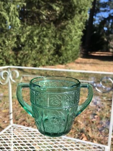 Doric and Pansy Pretty Polly Party Dishes Teal Sugar Bowl Child's Depression Pc. - Picture 1 of 12