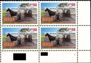 US #3090 MNH Plate Block 1996 Rural Free Delivery RFD Horse Wagon [LR 22231] - Picture 1 of 1
