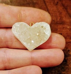 Druzy Heart Pendant White Crystal - Picture 1 of 1
