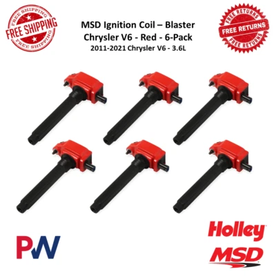 Paquete de 6 bobinas de encendido MSD rojas para Chrysler, Dodge, Jeep, RAM V6 2011-2021 Foto 1 de 4