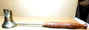 Brass~Sarna Candle Snuffer With Carved Wooden Handle Vintage Made in India - Picture 1 of 12