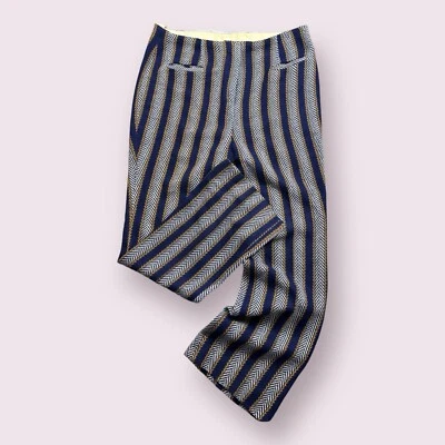 Vintage Vertical Striped Bell bottom Flared Trousers Pants 60s Size 34x27 - Image 1 of 4