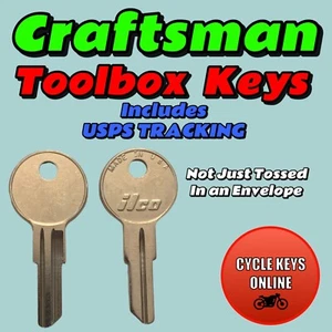2 Craftsman Toolbox Keys cut to code for key codes 251-400 - Picture 1 of 2