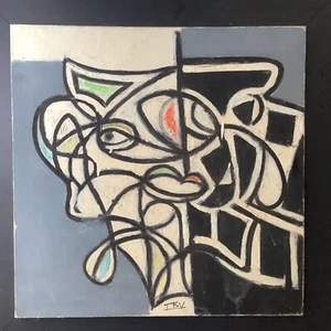 French Cubism Portrait in the Manner of Pablo PICASSO Oil Canvas Painting - Picture 1 of 18