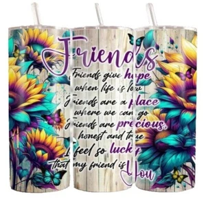 Friends Friendship Besties Forever Best Friend 20oz Tumbler Insulated Travel - Picture 1 of 3