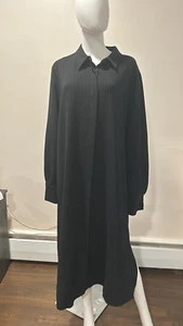 Marina Rinaldi Long Sleeve Black Pinstriped Shirtdress Nero Dicembre Size 22 - Picture 1 of 6