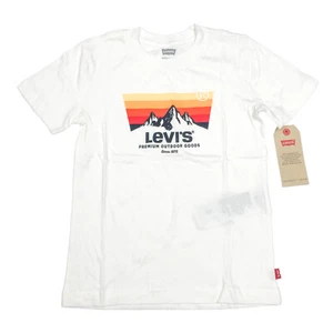 Levi's Boys Size 6 M Graphic Crew Neck T-Shirt Mountain Premium Outdoor White - Picture 1 of 10