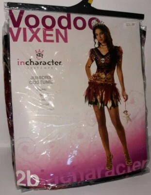 Black/Red Voodo Vixen Junior Halloween Costume (M) Dress Overskirt and Headpiece - Image 1 of 2