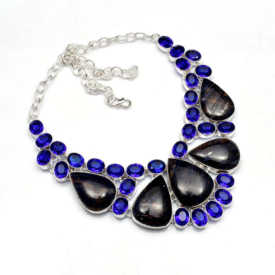 Collar grande hecho a mano de tanzanita de sodalita joyería 119 gms LV-1101 Foto 1 de 1